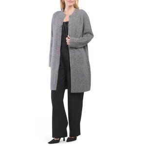 VINCE Medium Heather Grey Textured Soft Sculpt Car Coat